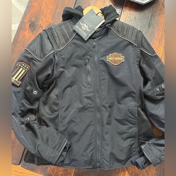Harley-Davidson Jackets & Blazers - Harley-Davidson Black Bomber Jacket with Gold Details